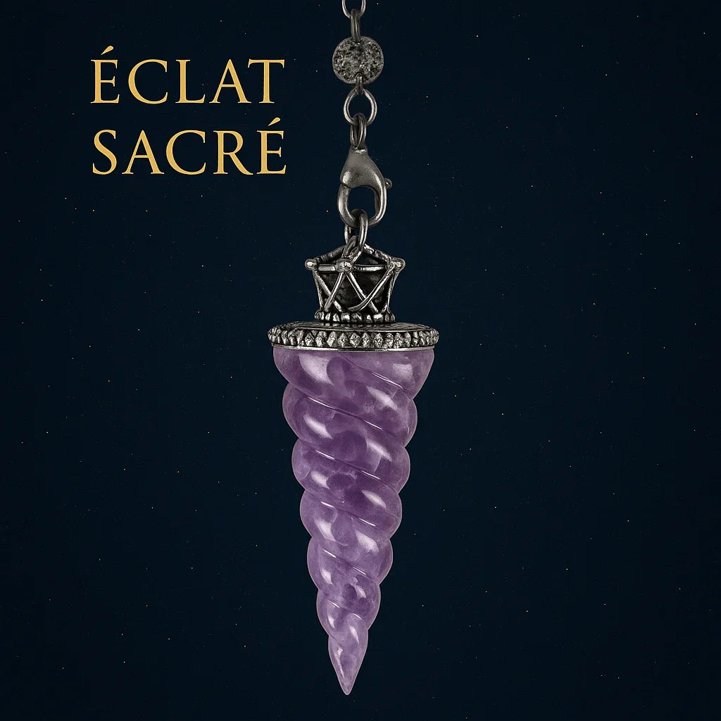 Pendule 7 Chakras en Cristaux Naturels - Divination & Harmonisation Énergétique - Éclat Sacré