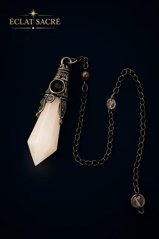 Pendule cristal de style vintage en pierres naturelles montées laiton – Éclat Sacré