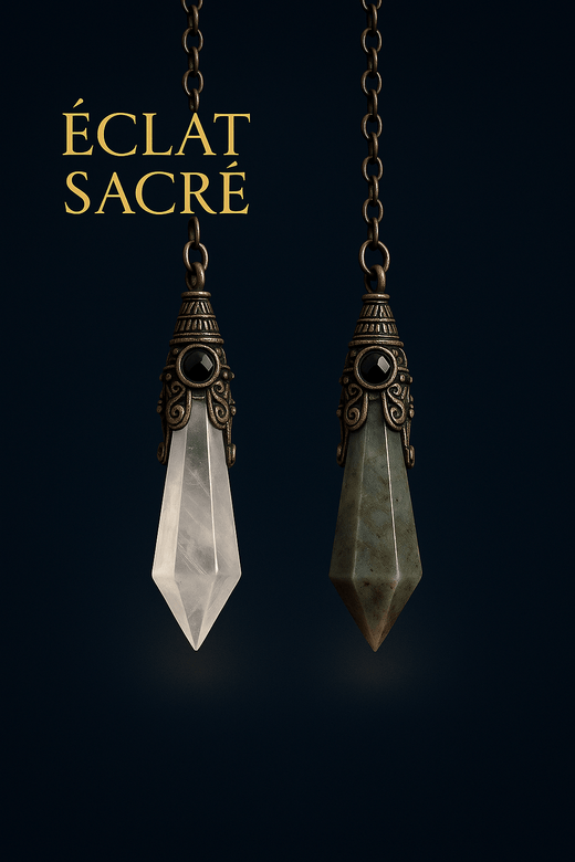 🔮 Pendule Cristal Vintage Éclat Sacré - Pierres Naturelles & Énergie Ancestrale - Éclat Sacré