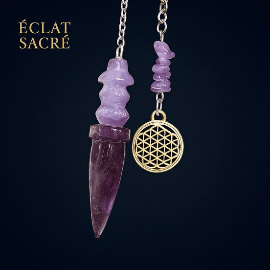 Pendule Égyptien de Thot Éclat Sacré - Cristaux Naturels & Sagesse Ancestrale - Éclat Sacré