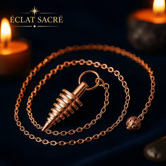 Pendule en cuivre spirale de lumière pour la radiesthésie – Éclat Sacré