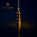 Pendule en Œil de Tigre - Style Égyptien Thot, Divination & Protection - Éclat Sacré