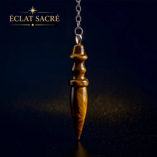 Pendule en Œil de Tigre - Style Égyptien Thot, Divination & Protection - Éclat Sacré
