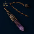 🔮 Pendule en Pierres Naturelles - Améthyste, Obsidienne & Quartz - Éclat Sacré