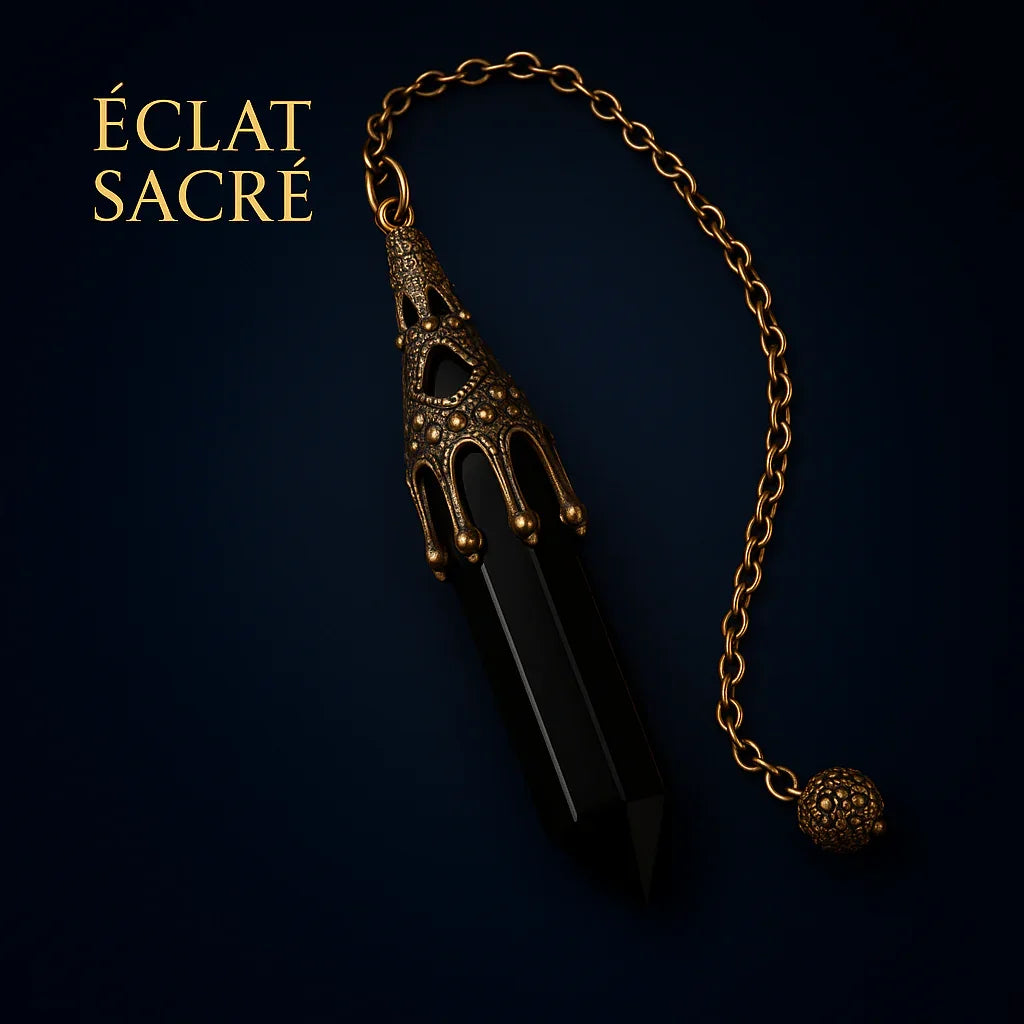 🔮 Pendule en Pierres Naturelles - Améthyste, Obsidienne & Quartz - Éclat Sacré