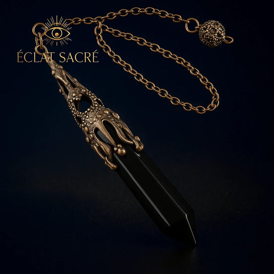 🔮 Pendule en Pierres Naturelles - Améthyste, Obsidienne & Quartz - Éclat Sacré