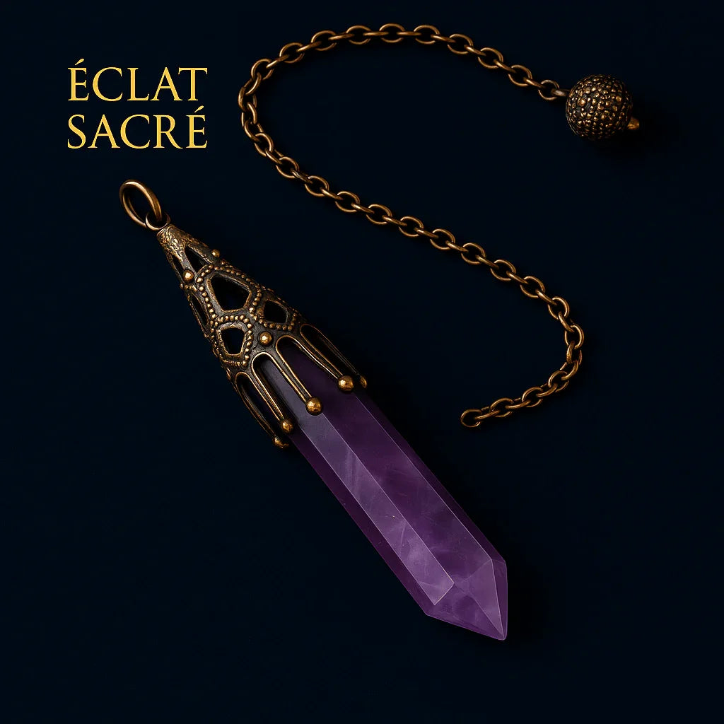 🔮 Pendule en Pierres Naturelles - Améthyste, Obsidienne & Quartz - Éclat Sacré