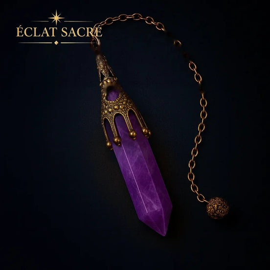 Pendule en Pierres Naturelles - Améthyste, Obsidienne & Quartz - Éclat Sacré