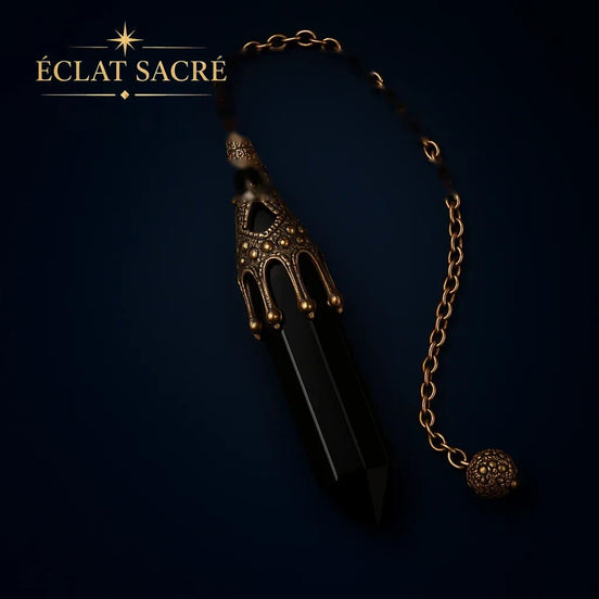 Pendule en Pierres Naturelles - Améthyste, Obsidienne & Quartz - Éclat Sacré