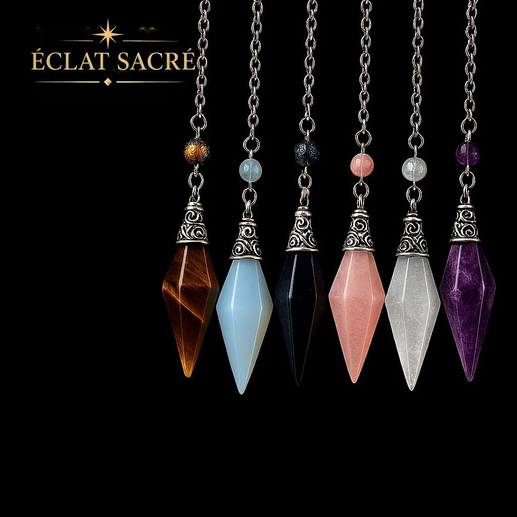 Pendule facetté 12 faces en cristal naturel, guérison vibratoire – Éclat Sacré