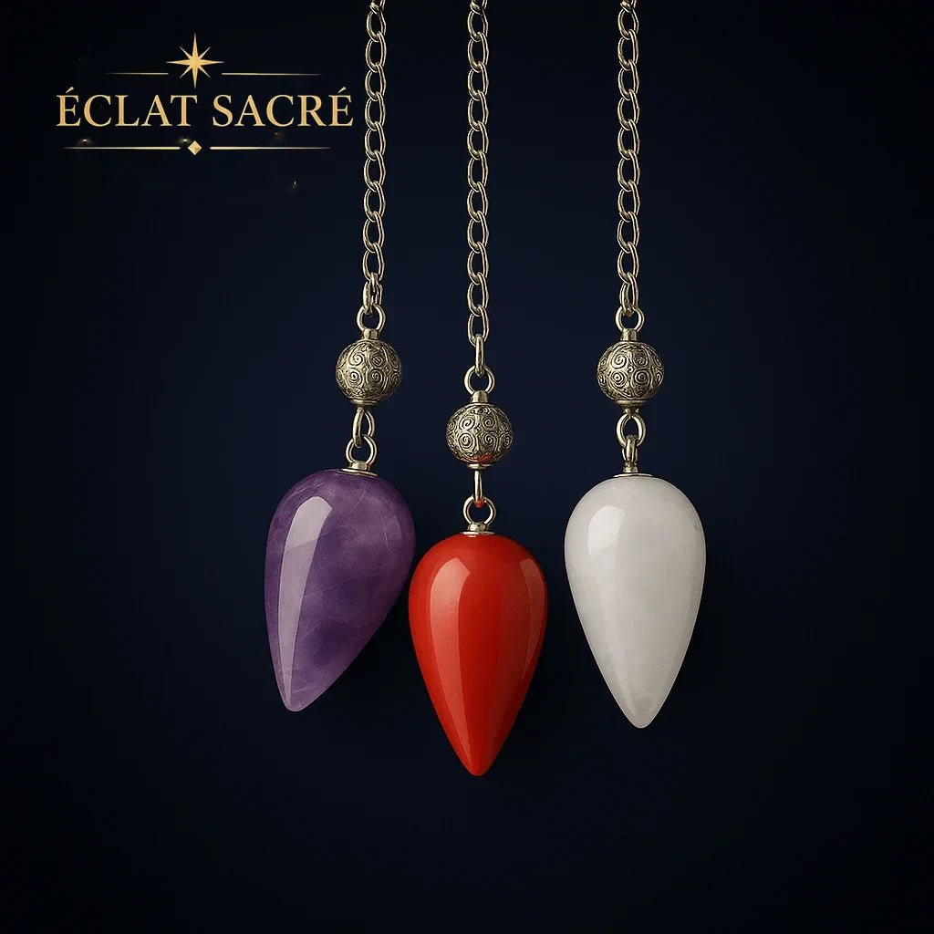 Pendule goutte en pierre naturelle pour la divination et la guidance – Éclat Sacré