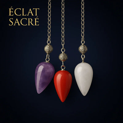Pendule Goutte Sacrée en Pierre Naturelle - Divination, Guidance & Énergie - Éclat Sacré