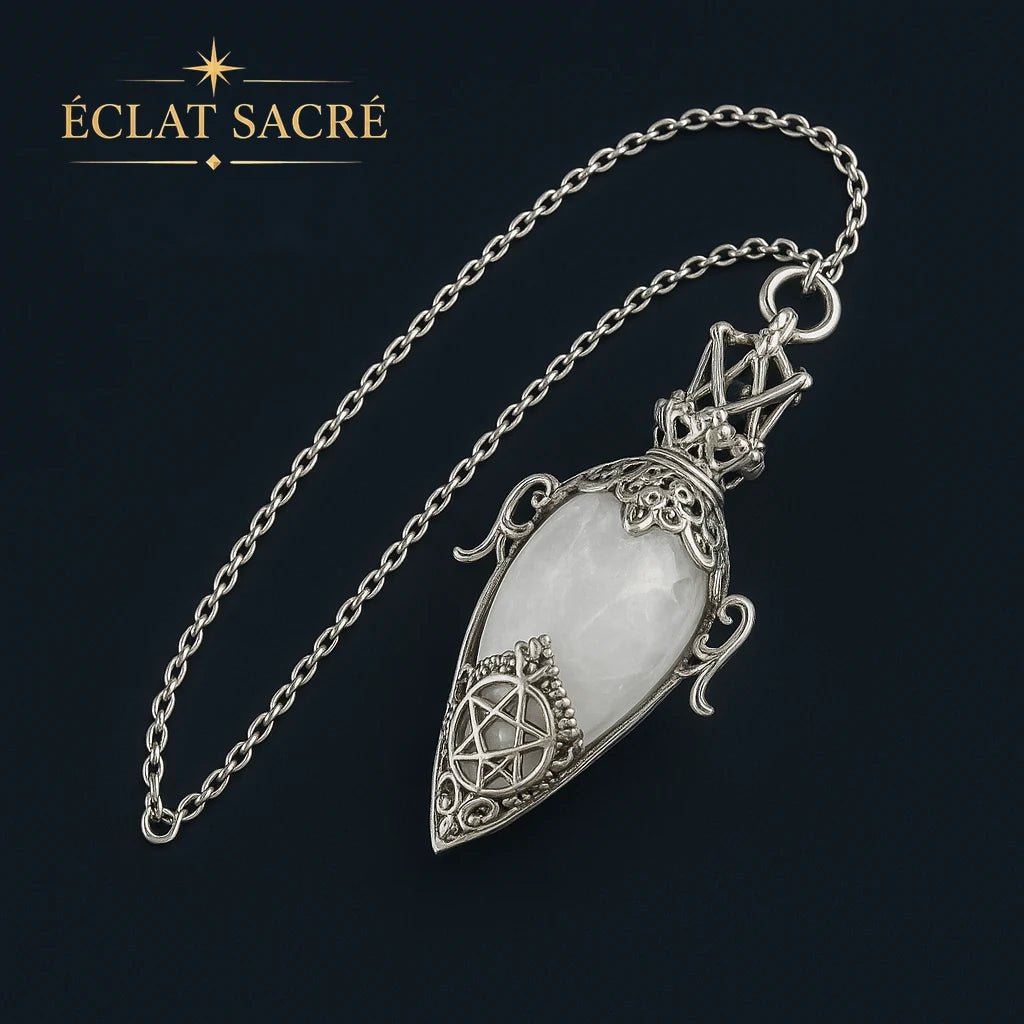 Pendule grand format en cristaux naturels pour la divination – Éclat Sacré