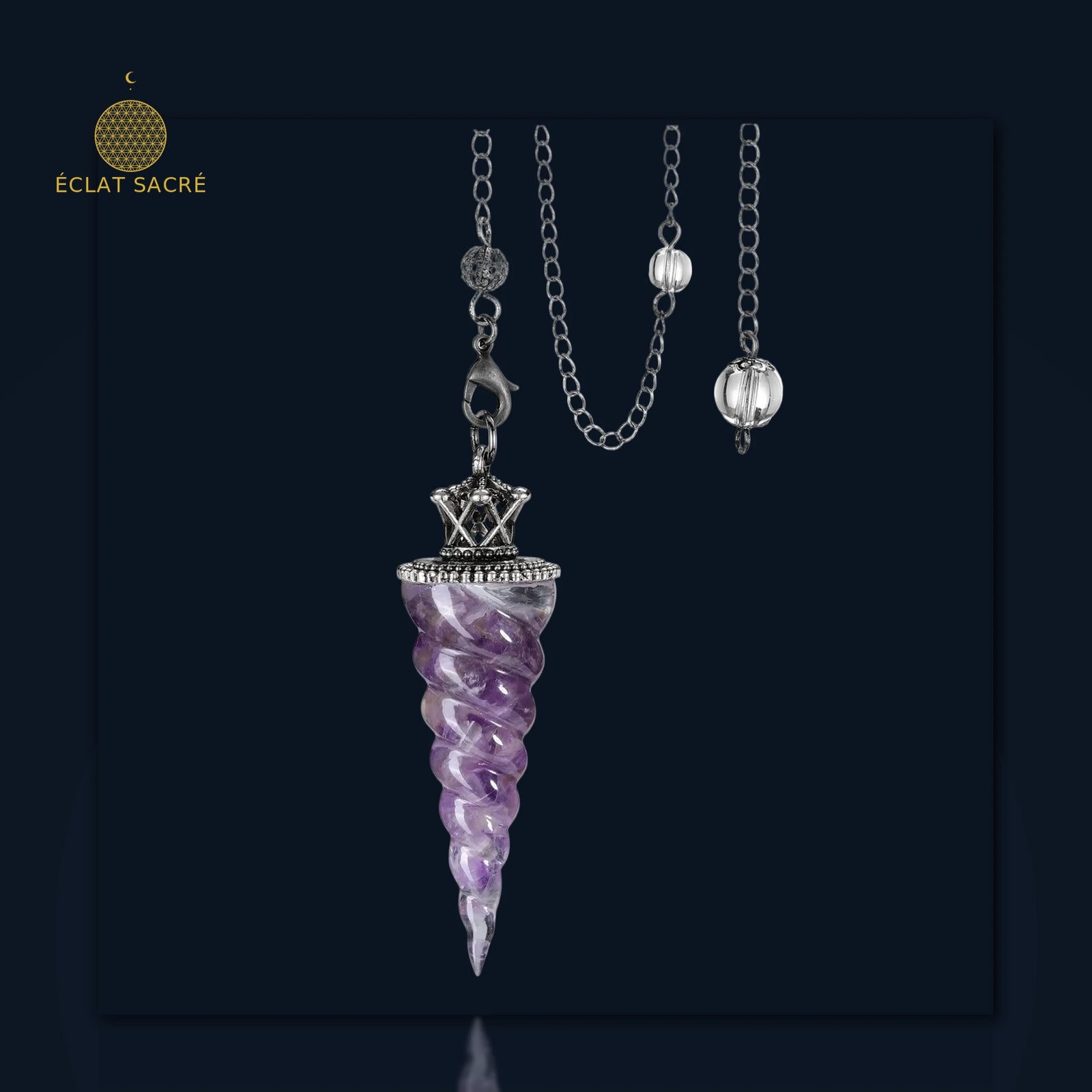 Pendule 7 Chakras en Cristaux Naturels - Divination & Harmonisation Énergétique