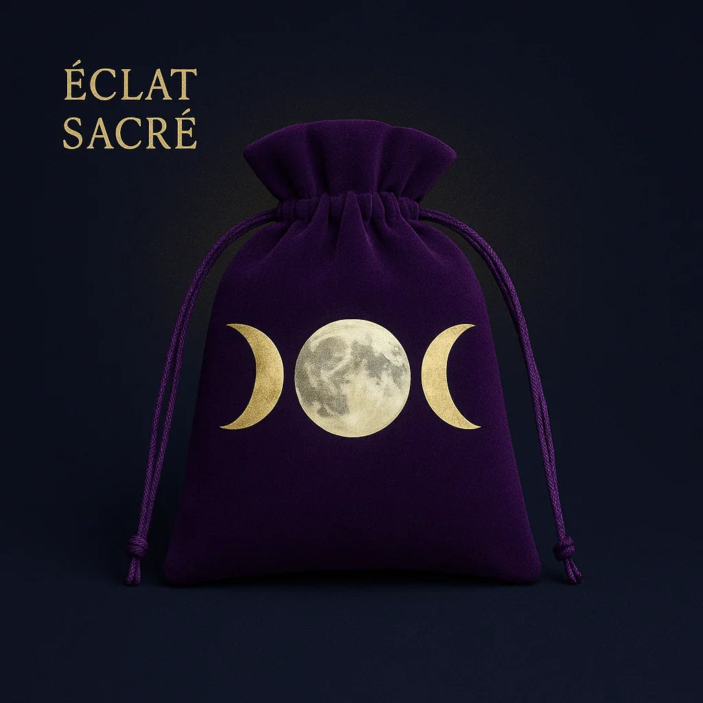 Pochette en Velours Soleil & Lune - Rangement Tarot, Pendule & Bijoux - Éclat Sacré
