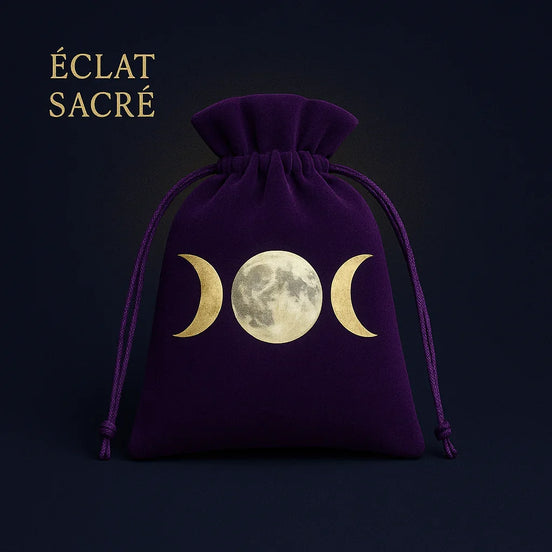 Pochette en Velours Soleil & Lune - Rangement Tarot, Pendule & Bijoux - Éclat Sacré