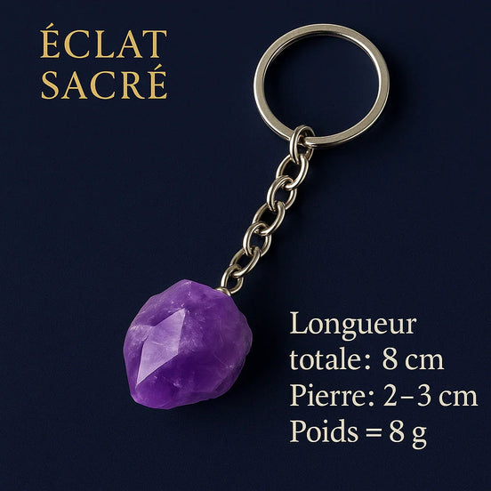 Porte - Clés en Améthyste Naturelle - Protection & Énergie Positive - Éclat Sacré