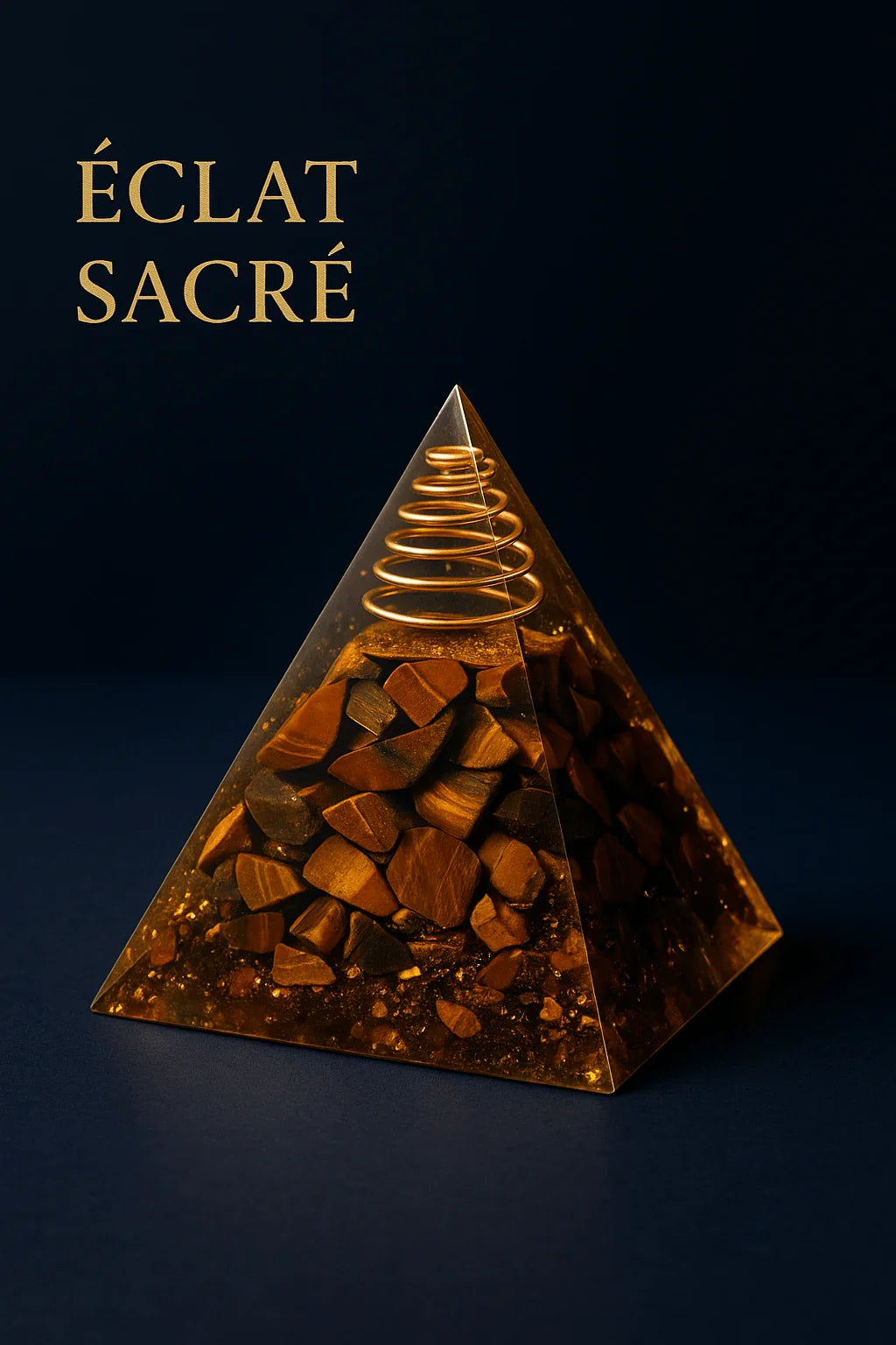 Pyramide Énergétique en Cristal Naturel - Orgonite Reiki & Harmonisation - Éclat Sacré