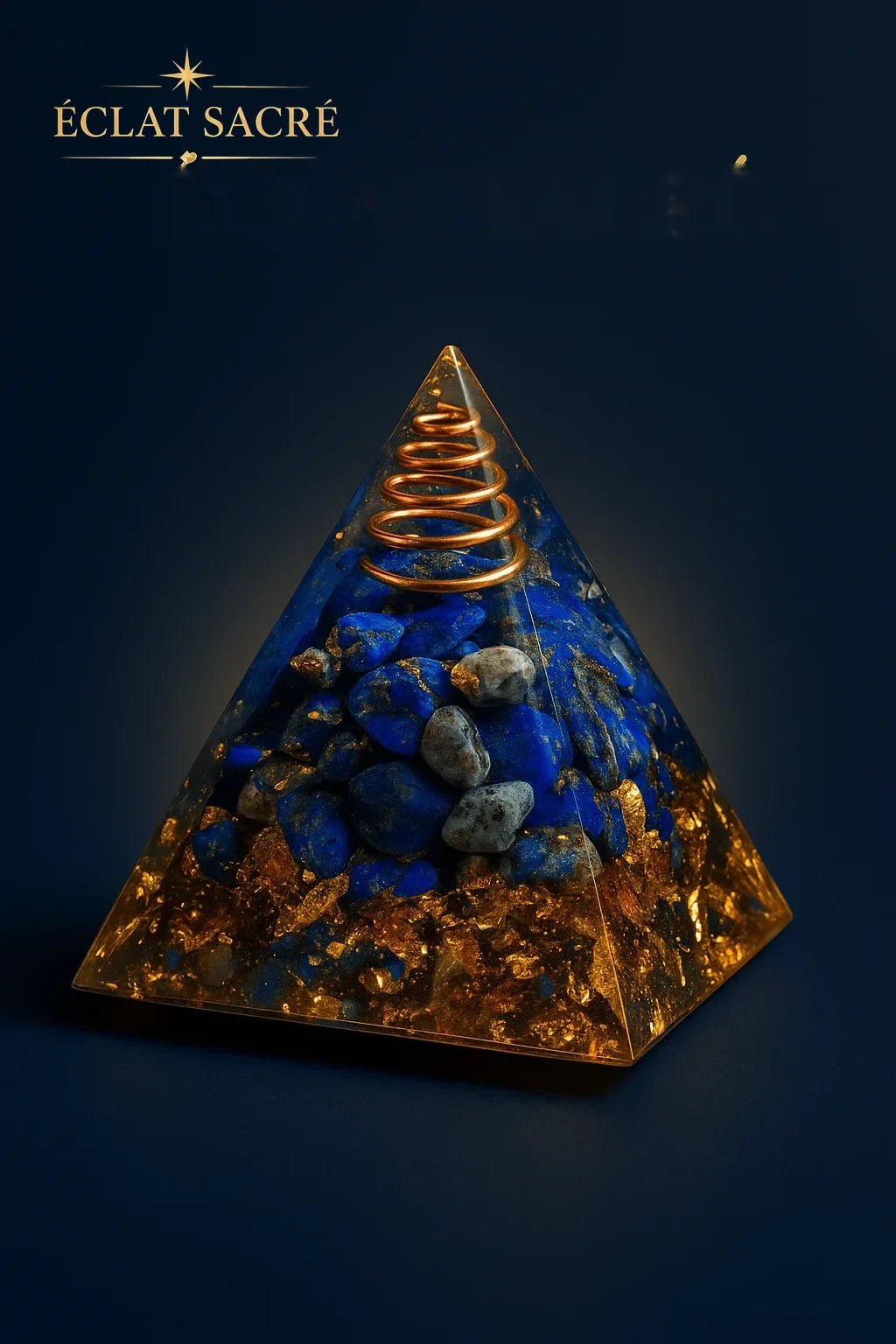 Pyramide Énergétique en Cristal Naturel - Orgonite Reiki & Harmonisation - Éclat Sacré — vue 2