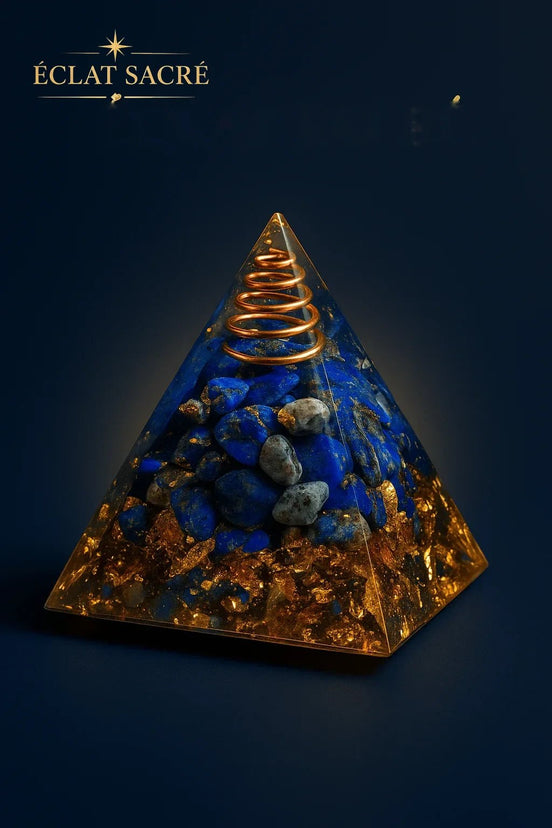 Pyramide Énergétique en Cristal Naturel - Orgonite Reiki & Harmonisation - Éclat Sacré