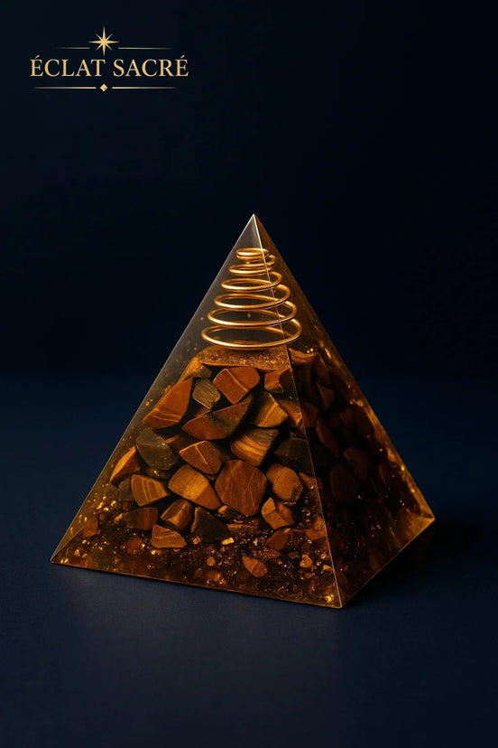 Pyramide Énergétique en Cristal Naturel - Orgonite Reiki & Harmonisation - Éclat Sacré