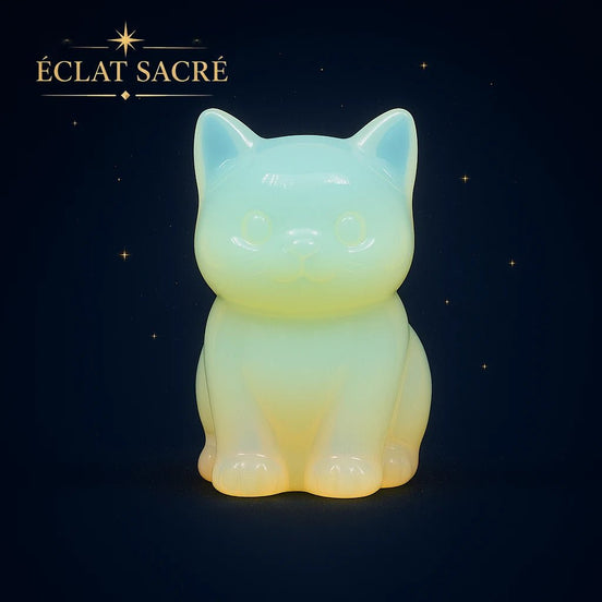 Statue Chat Cristal Éclat Sacré - Énergie de Guérison - Éclat Sacré