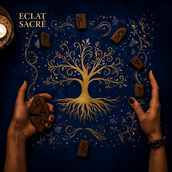 Tapis de Tarot “Arbre de Vie” - Harmonie, Énergie & Guidance - Éclat Sacré