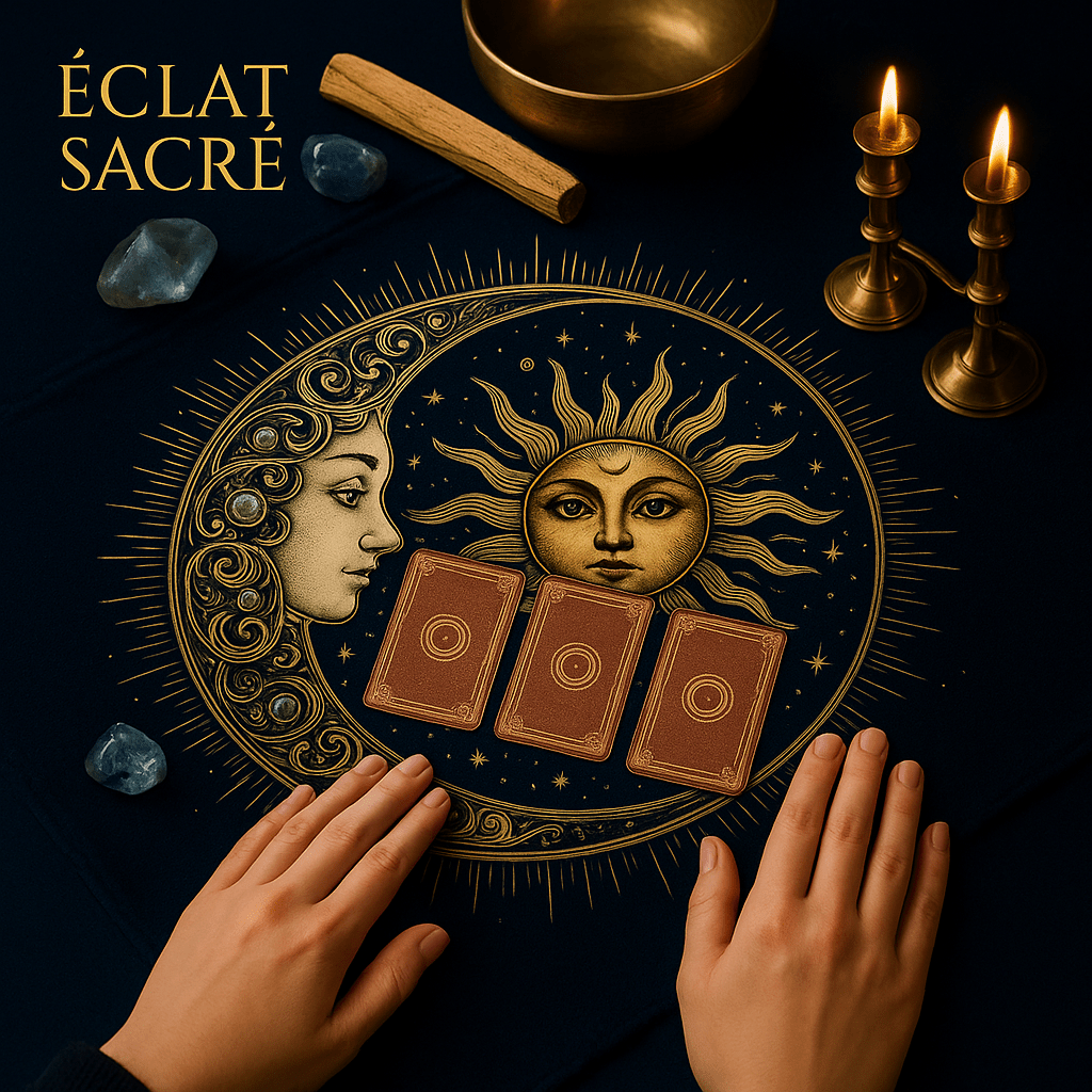 Tapis de Tarot Soleil & Lune - Harmonie, Lumière et Intuition - Éclat Sacré — vue 2