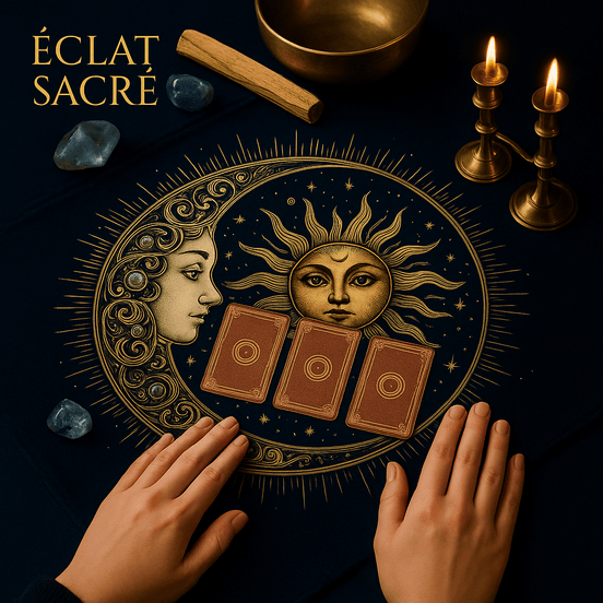 Tapis de Tarot Soleil & Lune - Harmonie, Lumière et Intuition - Éclat Sacré