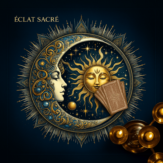 Tapis de Tarot Soleil & Lune - Harmonie, Lumière et Intuition - Éclat Sacré
